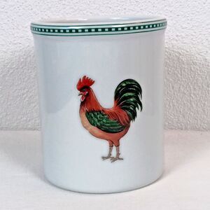 Late 20th Century Rooster White Stoneware Utensil Holder Crock Bia Cordon Bleu